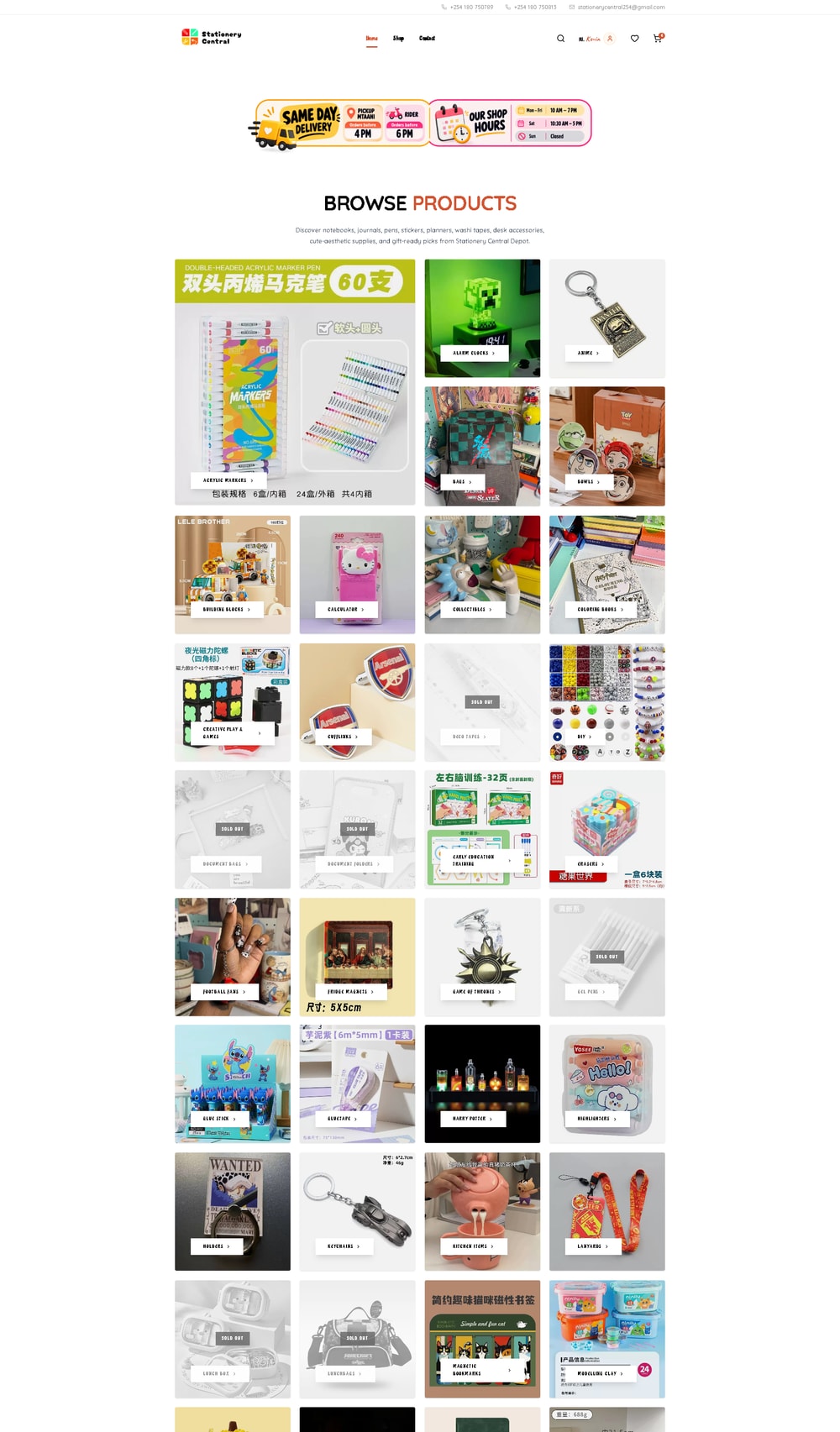 Stationery Central checkout with pay now by M-Pesa and Pickup Mtaani delivery